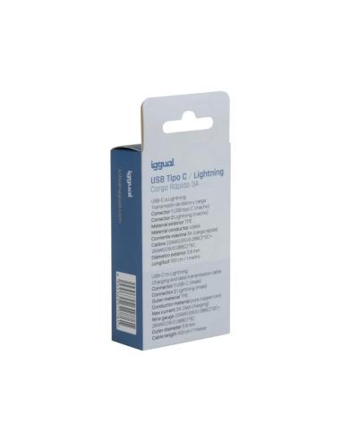 Iggual cable usb-a/lightning 100 cm blanco