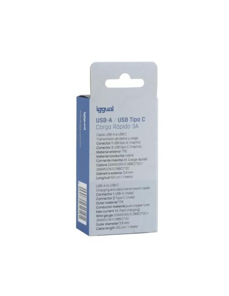 Iggual cable usb-a/usb-c 100 cm blanco q3.0 3a