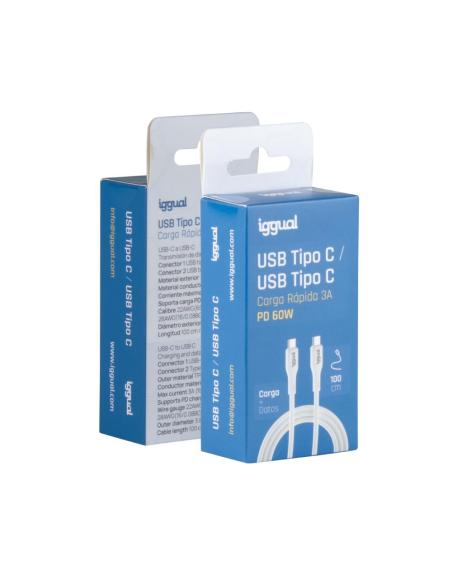 Iggual cable usb-c/usb-c 100 cm blanco q3.0 3a 60w
