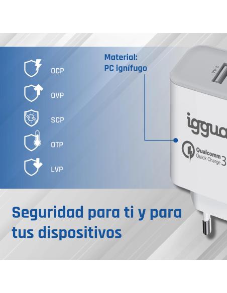 Iggual cargador doble 2xusb carga rápida qc3.0 30w