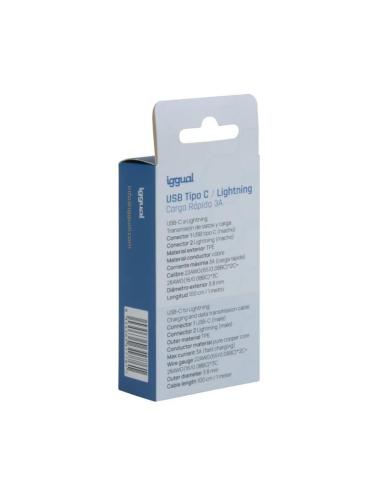 Iggual cable usb-c/lightning 100 cm blanco q3.0 3a