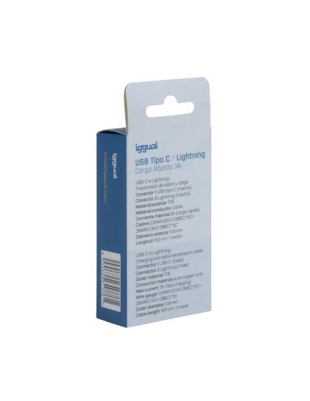 Iggual cable usb-c/lightning 100 cm blanco q3.0 3a