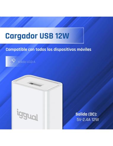 Iggual cargador de pared 1xusb-a 5v/2.4a (12w)