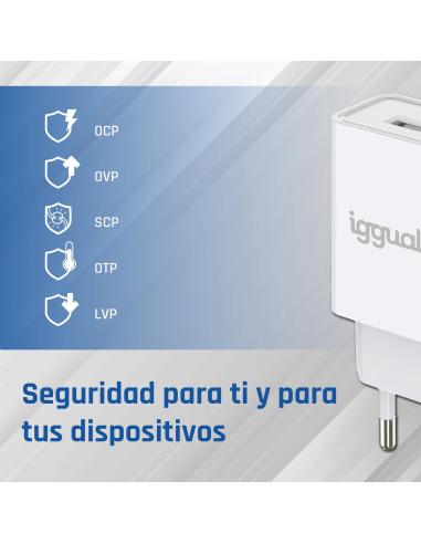 Iggual cargador de pared 1xusb-a 5v/2.4a (12w)