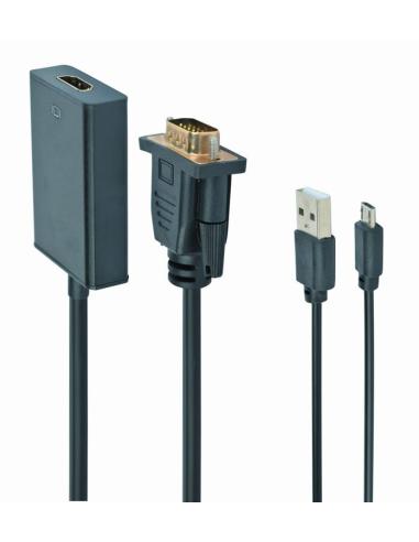 ADAPTADOR CONVERSOR GEMBIRD DE ANALOGICO A DIGITAL VGA(M) - HDMI(H) CON CONVERTIDOR DE SONIDO / NEGRO / A-VGA-HDMI-01
