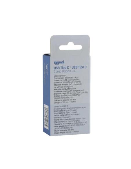 Iggual cable usb-c a tipo c 60w 3a 100 cm trenzado
