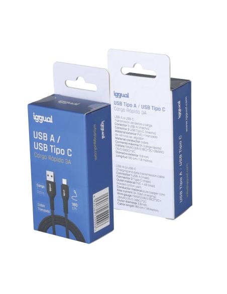 Iggual cable usb-a a tipo c 3a 180 cm trenzado