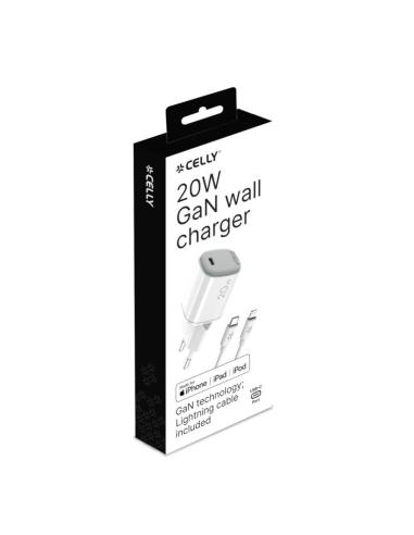 Celly cargador gan 1c 20w+ c a light + cable