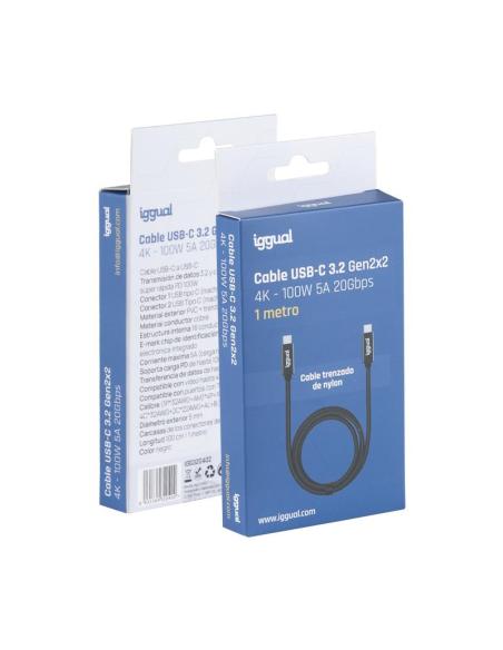 Iggual cable usb-c 3.2 gen2x2 100w 5a 4k 1m nylon