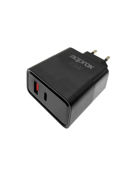 Approx cargador 45w qc 1 x usb a+ 1 x usb c+cable