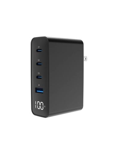 Gembird cargador rápido 4 usb gan 100 w, lcd