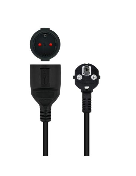 Nanocable cable alim. alargador schuko negro 2 m