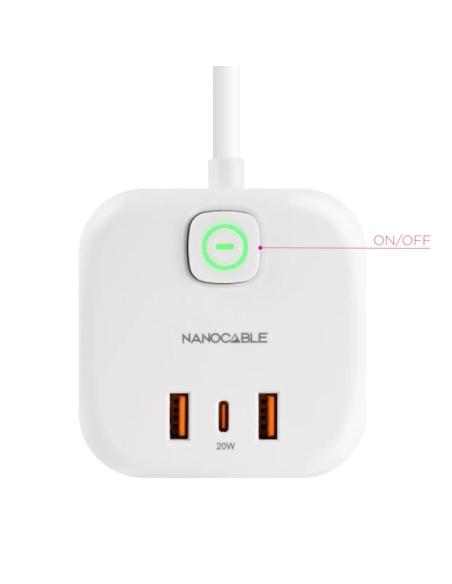 Nanocable base de enchufe con 3 usb c/ interruptor