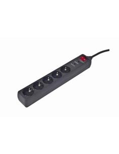 REGLETA GEMBIRD 5 ENCHUFES SHUCO CON PROTECCION E INTERRUPTOR / 3 M. / NEGRO / SPG5-C-10