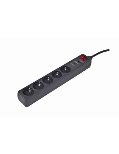 REGLETA GEMBIRD 5 ENCHUFES SHUCO CON PROTECCION E INTERRUPTOR / 1.5 M. / NEGRO / SPG5-C-5
