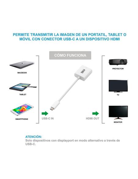 Nanocable conversor usb-c a hdmi 4k, 15 cm