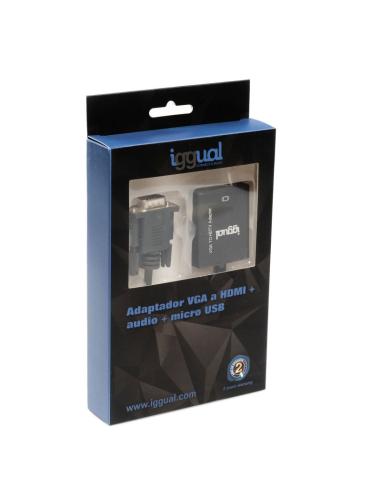 Iggual adaptador vga a hdmi + audio + microusb