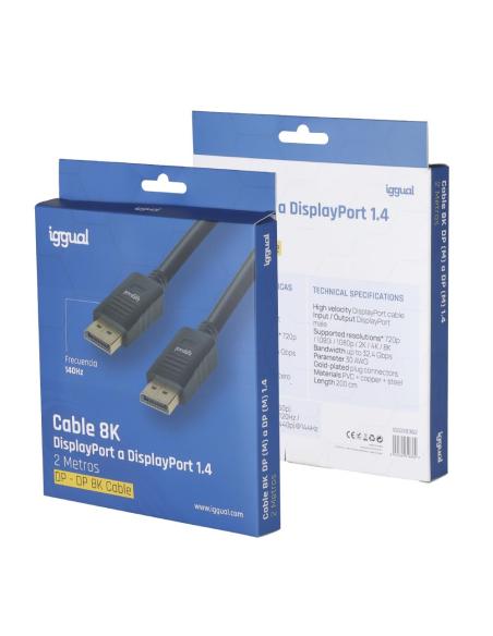 Iggual cable displayport (m) 1.4 8k@60hz 2 metros