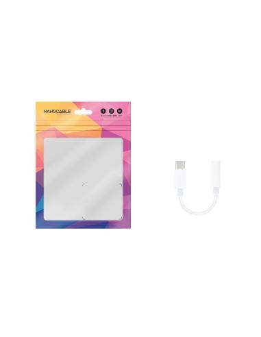 Nanocable adaptador audio usb-c-m a jack-h, blanco