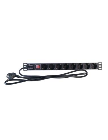 2lan regleta 19" 8 schukos interruptor