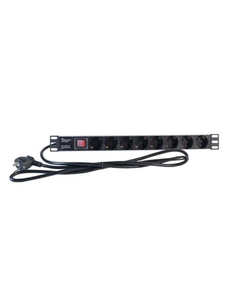 2lan regleta 19" 8 schukos interruptor