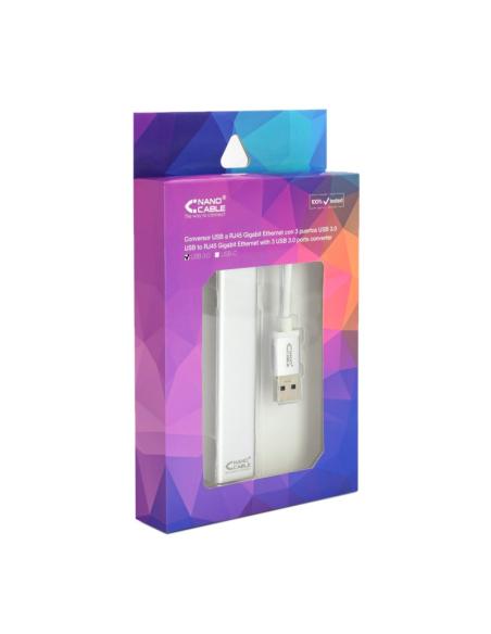 Nanocable conversor usb 3.0 ethernet + 3xusb 3.0