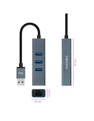 Nanocable conversor usb 3.0 ethernet + 3xusb 3.0