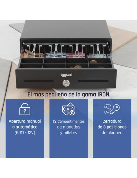 Iggual cajón portamonedas iron-xs 33cm 4+8 negro