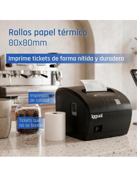 Iggual caja 50 rollos papel térmico sin bpa 80x80