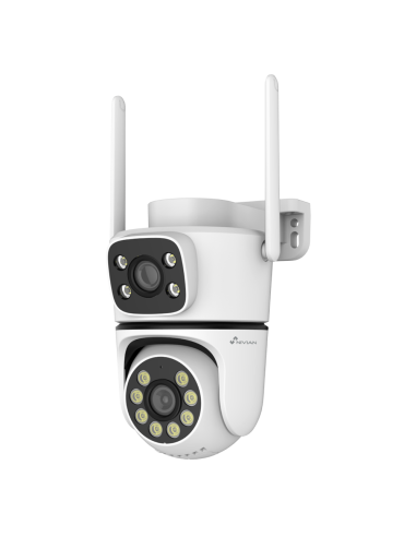 CAMARA VIGILANCIA NIVIAN EXTERIOR MOTORIZADA WIFI / DOBLE LENTE / 2K - 3MP / DIA-NOCTURNA / MICROFONO - ALTAVOZ / DETECCION PRES