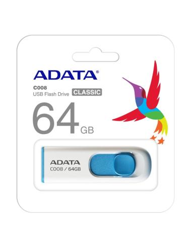 Adata lapiz usb c008 64gb usb 2.0 blanco/azul