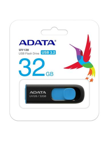 Adata lapiz usb uv128 32gb usb 3.2 negro/azul