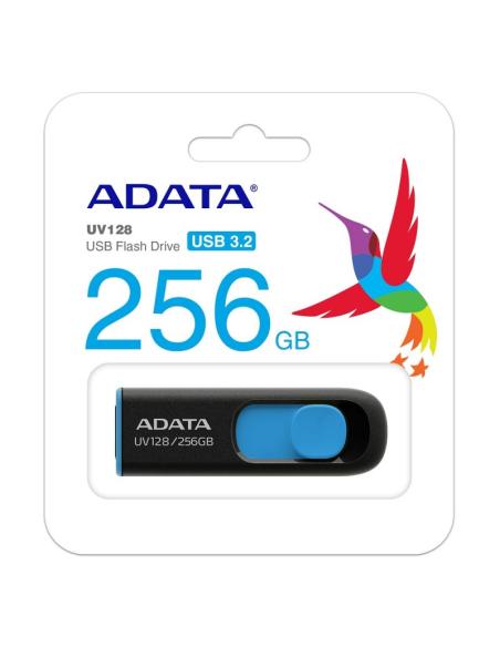 Adata lapiz usb uv128 256gb usb 3.2 negro/azul