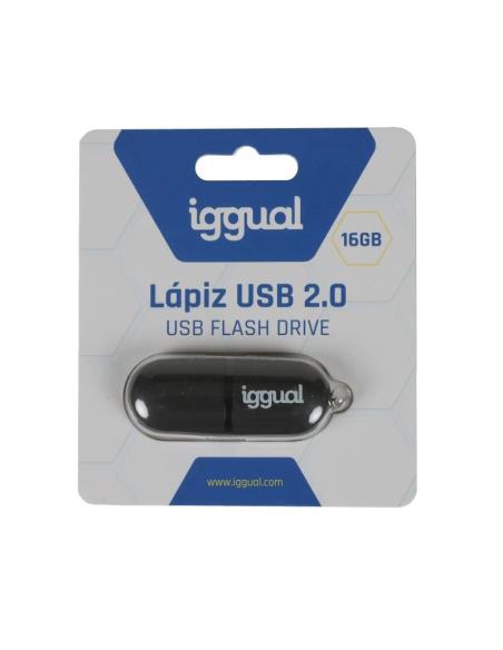 Iggual lápiz usb 2.0 16gb pen16 negro con tapa