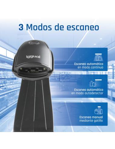 Iggual lector código barras 2d usb botón soporte