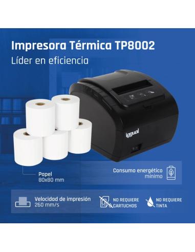 Iggual impresora térmica tp8002 usb+rs232+ethernet