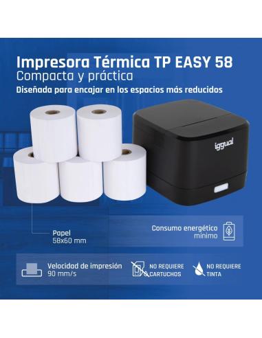 Iggual impresora térmica tickets tp easy 58 usb+rj
