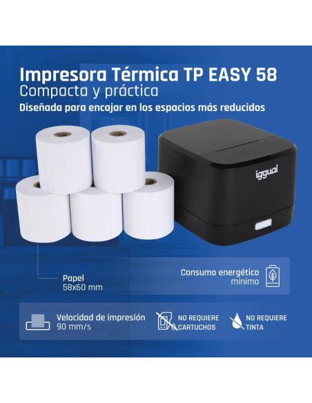 Iggual impresora térmica tickets tp easy 58 usb+rj