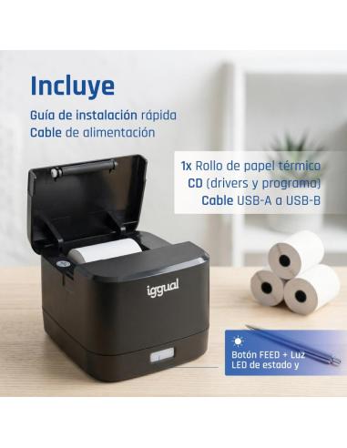 Iggual impresora térmica tickets tp easy 58 usb+rj