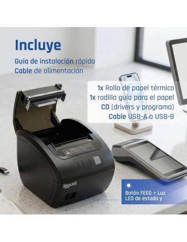 Iggual impresora térmica tp easy 80 usb+rj11 wifi