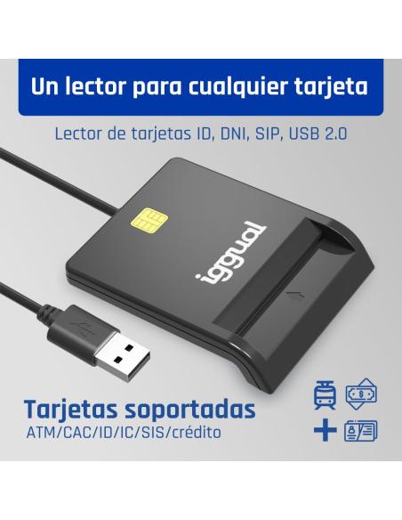 Iggual lector dni sip tarjetas id usb 2.0 negro