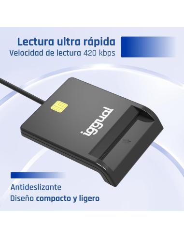 Iggual lector dni sip tarjetas id usb 2.0 negro