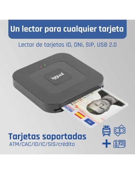 Iggual lector dni sip tarjetas id usb-a / tipo c