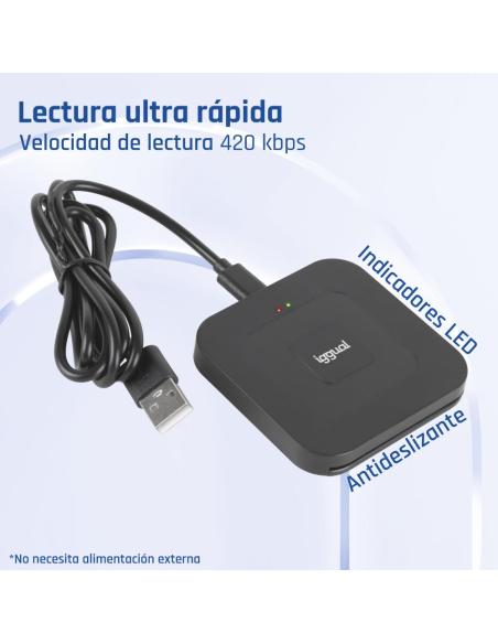 Iggual lector dni sip tarjetas id usb-a / tipo c
