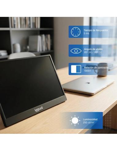 Iggual monitor portátil 15,6" ips fhd usb-c funda