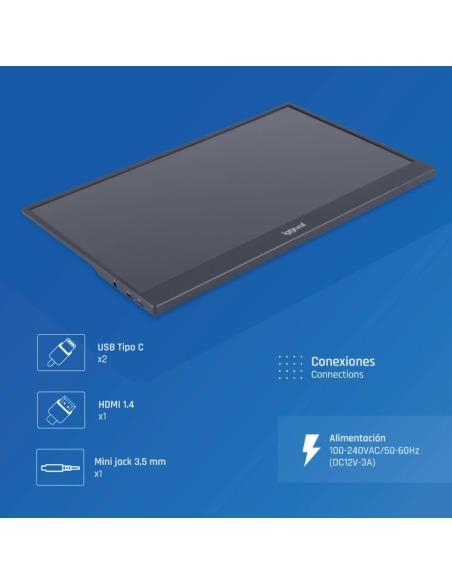 Iggual monitor portátil 15,6" ips fhd usb-c funda