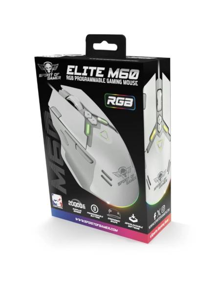 Spirit of gamer ratón elite m60 blanco rgb