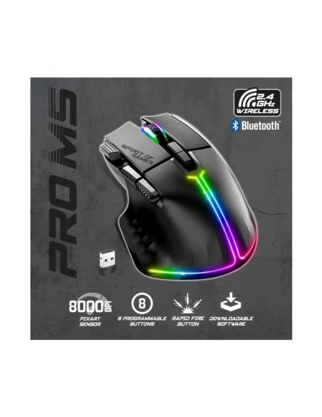 Spirit of gamer ratón inalambrico pro m5 black