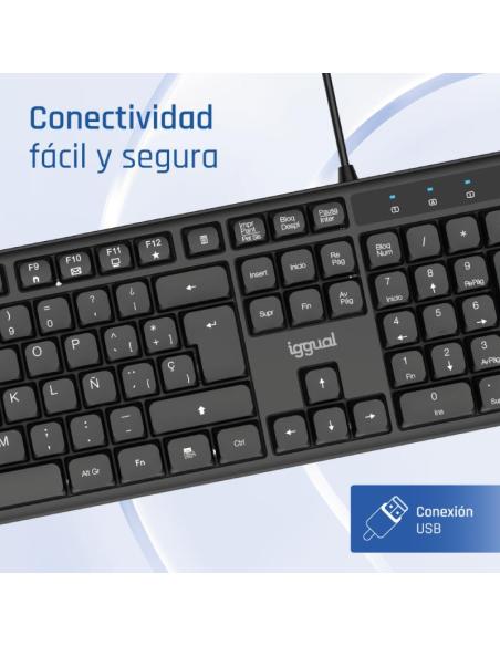 Iggual teclado usb estándar ck-silent-105t negro