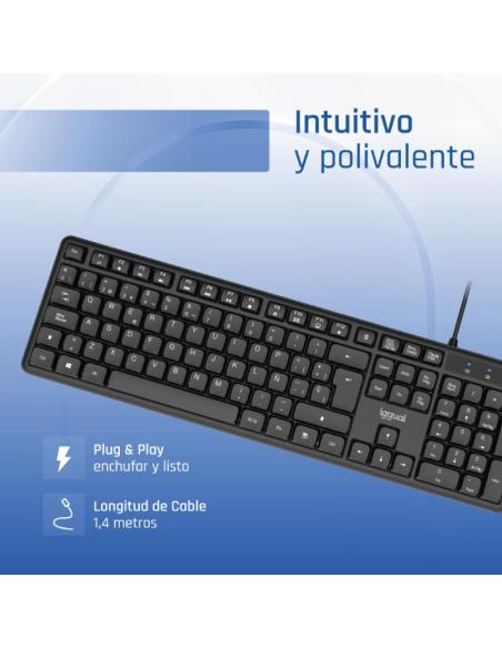 Iggual teclado usb estándar ck-silent-105t negro